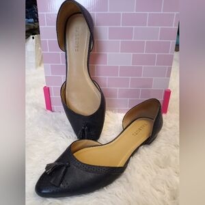 Talbots Black Leather Flats with Tassel Detail